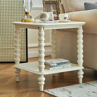 白色奶油风角几轻法式全实木边几客厅沙发旁边的边柜卧室床头方几