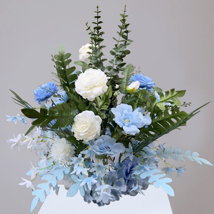 成品背景挂花婚礼仿真花装 新款 饰条花艺芒草系绢花路引花盆花排花