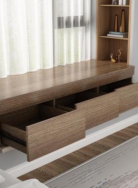 W飘窗储物柜改造收纳屉柜抽矮柜抽拉BCW台面式窗台柜伸缩书8桌书