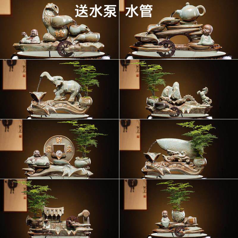 搭配陶瓷鱼缸自动循环水鱼盆增氧室内喷泉造上景横杆流水摆件配件