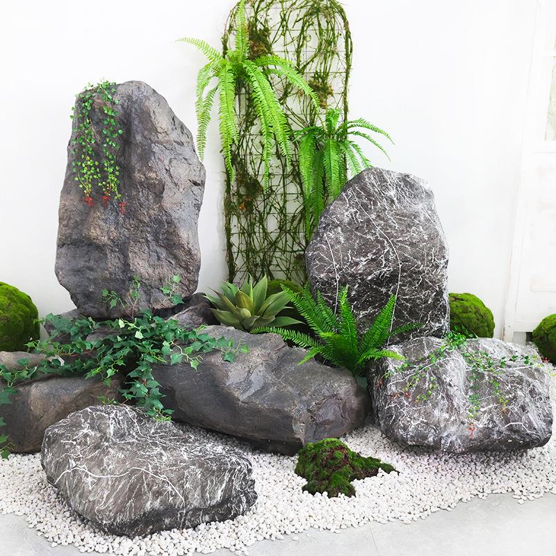 仿真石头玻璃钢假山室内软装造景摆件花园中式庭院室外鱼池缸装饰