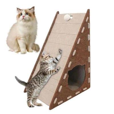 Triangular Vertical Integrated Cat Scratching Felt Cat