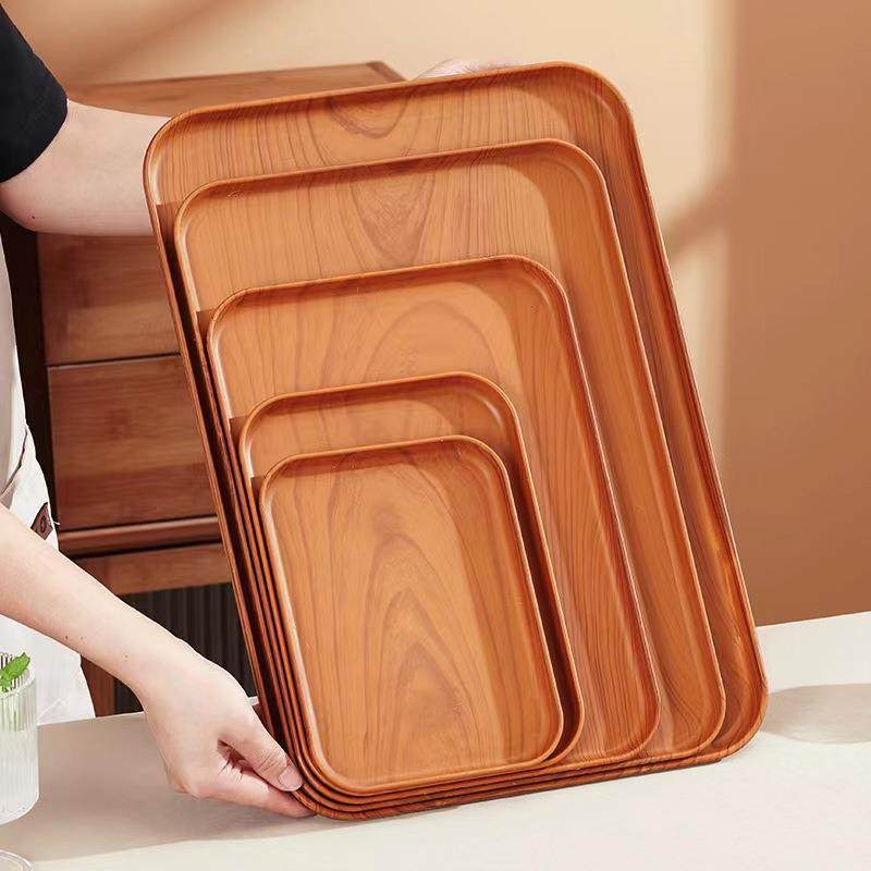 木纹托盘 酒店餐饮托盘茶点盘子塑料托盘ins风摆件长方形创意茶盘,餐饮具,餐用托盘,淘宝优惠券,粉丝福利购,淘宝优惠卷