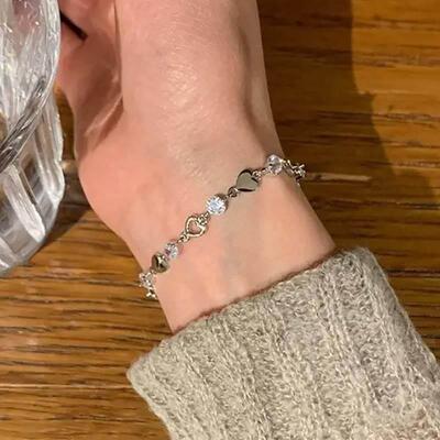 Hollow heart bracelet爱心锆石手炼简约高级感ins风镂空心形手炼