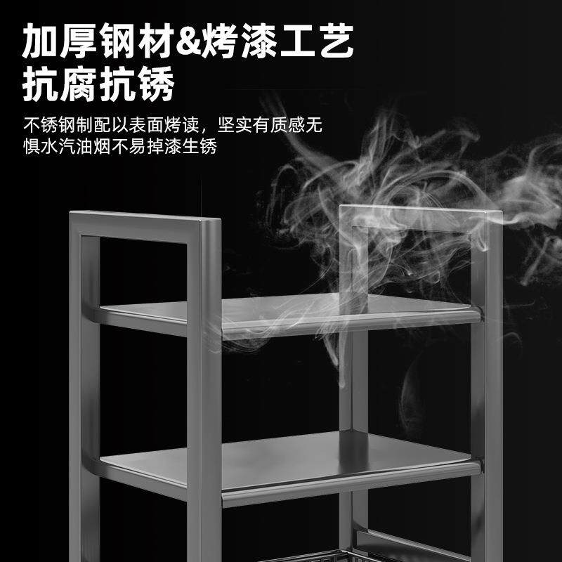 可移动厨房置物架落地多层蔬菜水果蓝收纳架微波炉烤箱多功能铁架