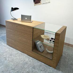 服装店网红收银台玻璃展示柜防木纹吧台女装店中岛台装饰柜可