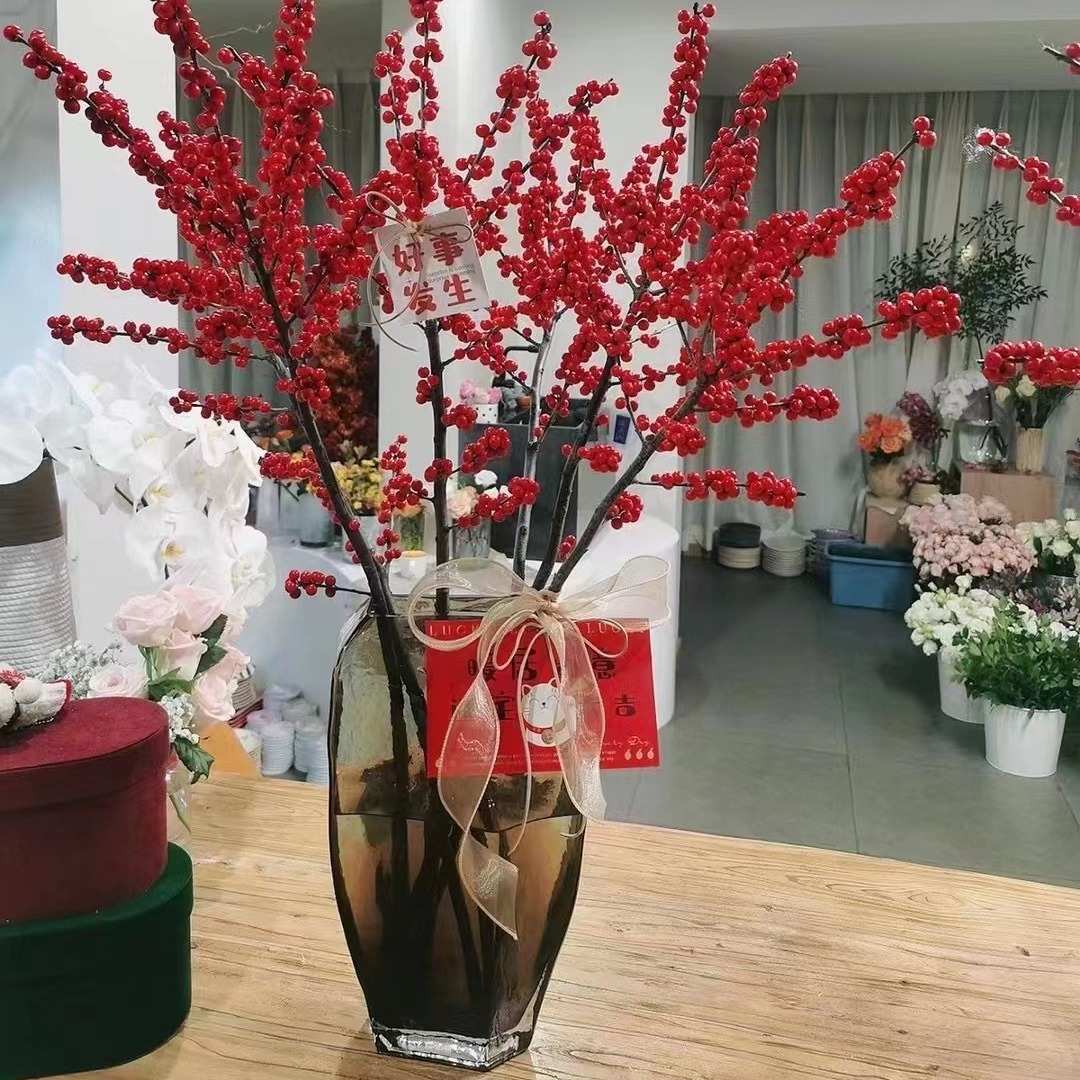 北欧风马醉木吊钟玻璃花瓶创意插花器落地大摆件客厅样板房装饰品