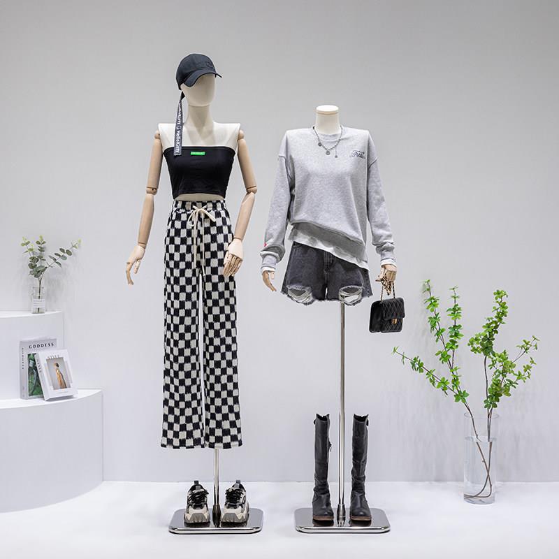 平肩模特展示架全身服装店女模特道具半身假人婚纱直角肩锁骨模特