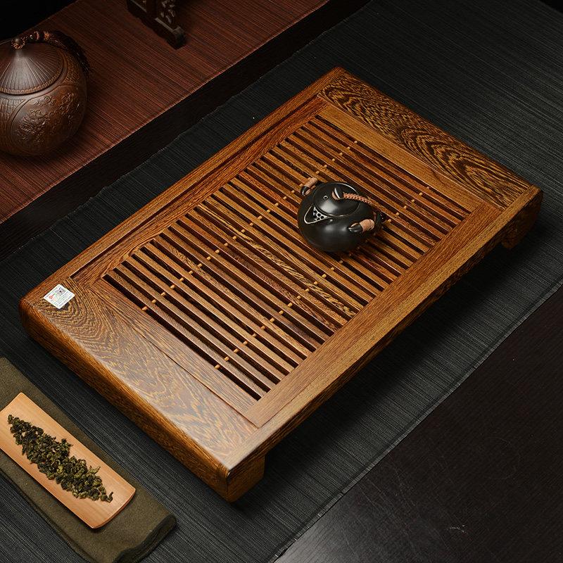 实木鸡翅花梨木茶桌茶海碟抽屉式家用排水贮水大、中、小型茶具茶