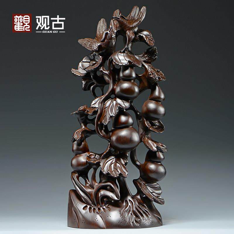 黑檀木雕五福临门根雕摆件雕刻工艺礼品摆饰家居客厅装饰品开 业