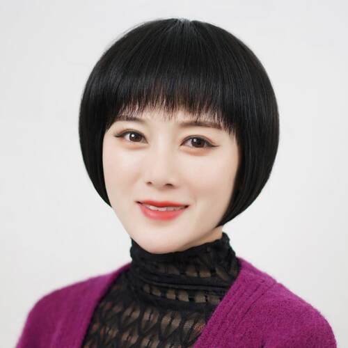 高档202时尚4新款假发女短型发真发发波波头圆脸发薄款透气真头全