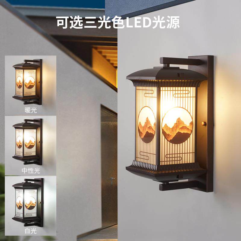 中式外墙园壁灯新花别墅露台大门复古福字外户外防WL-531水简室约