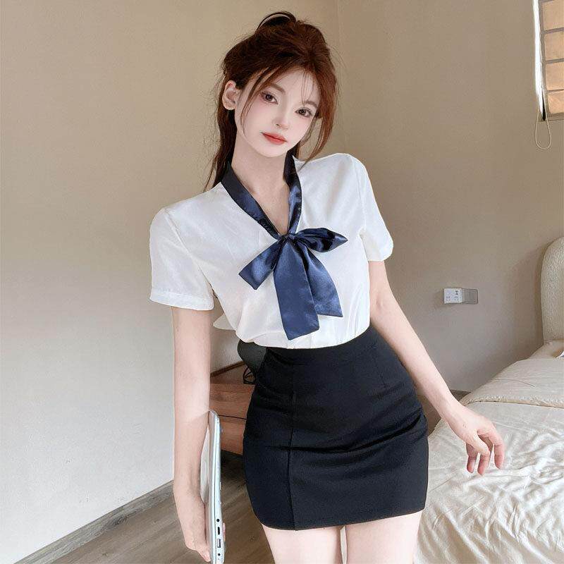 空姐上班服白衬衫酒店前台工作服套装女美容师服装足浴按摩技师服