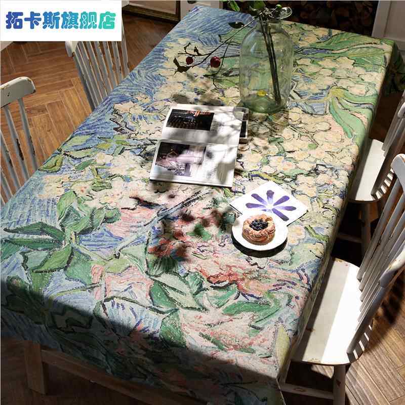 大师画数码印花桌布美式法式加厚棉麻布艺餐桌布茶几布田园风盖布