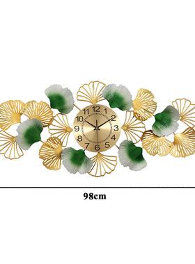 铁艺挂厂钟银杏叶A379钟表家直客厅家用销装饰钟货挂件现零售