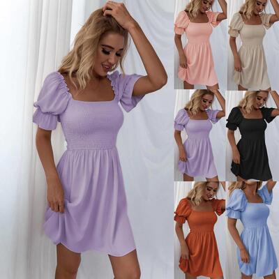 Square neckline with swastika lettering dress for women