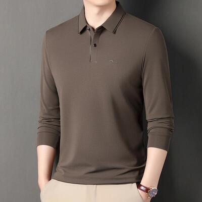 休闲冬季男士纯色恤8223商务高端搭免烫无痕秋气质袖长打百底衫