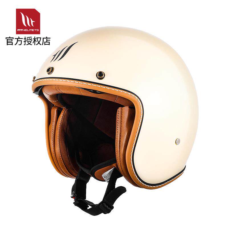 正品双MT头盔摩托车复古3/4盔哈雷机车夏半季镜片四电动车骑行安