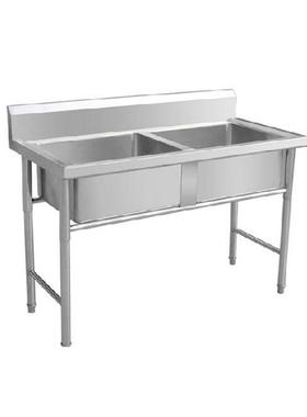 不眼锈56539钢双水池商用星盆堂台食洗菜双池厨房双水斗双槽洗碗