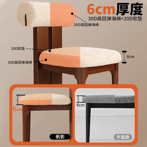 实木餐椅北欧家用简约现代中古餐厅靠背椅凳设计师化妆河马餐椅子