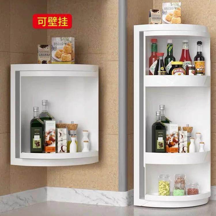 厨房旋转置物架专用台面壁挂三角储物转角柜调料调味品置物架