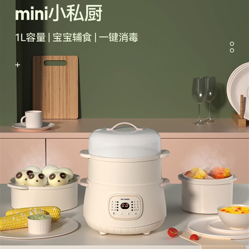 天际全自动隔水炖炖盅家用宝宝煮粥锅婴儿辅食燕窝陶瓷电炖锅1L