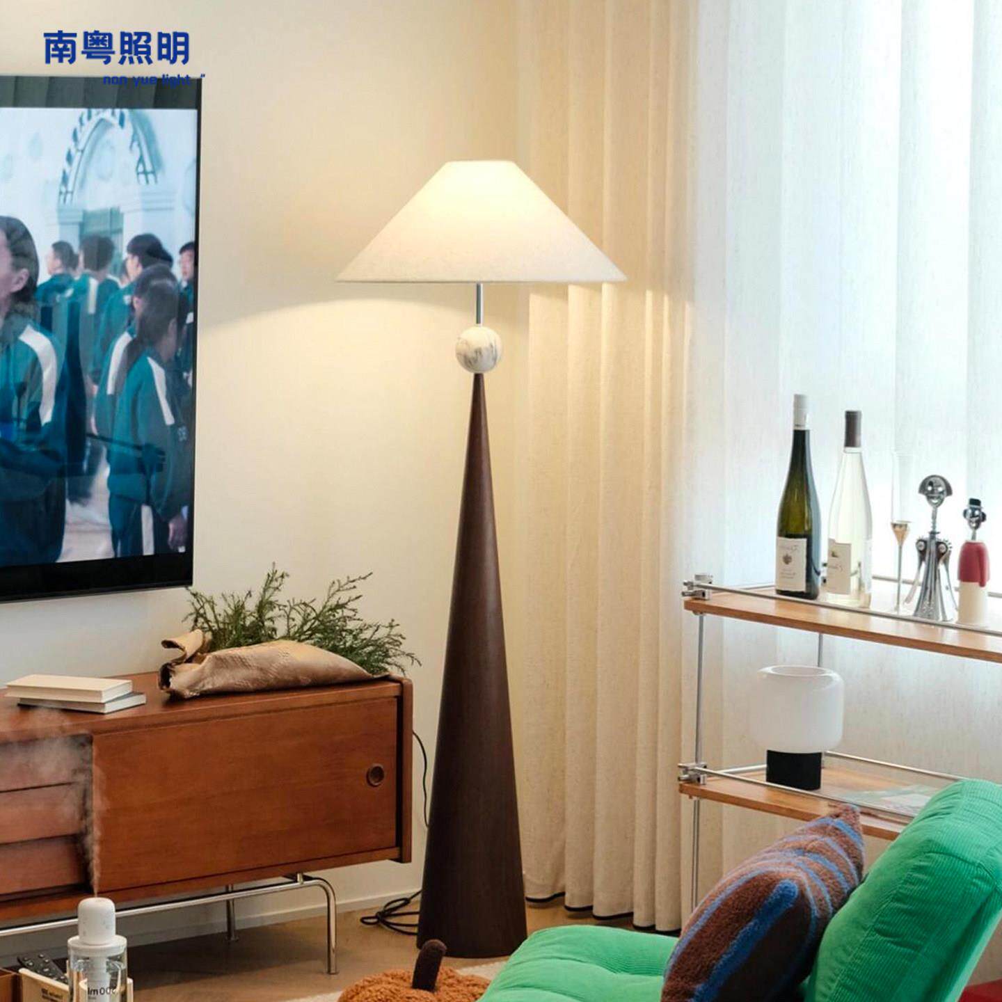 中古客厅落地灯沙发旁边高级感禅意卧室复古立式台灯装饰氛围灯