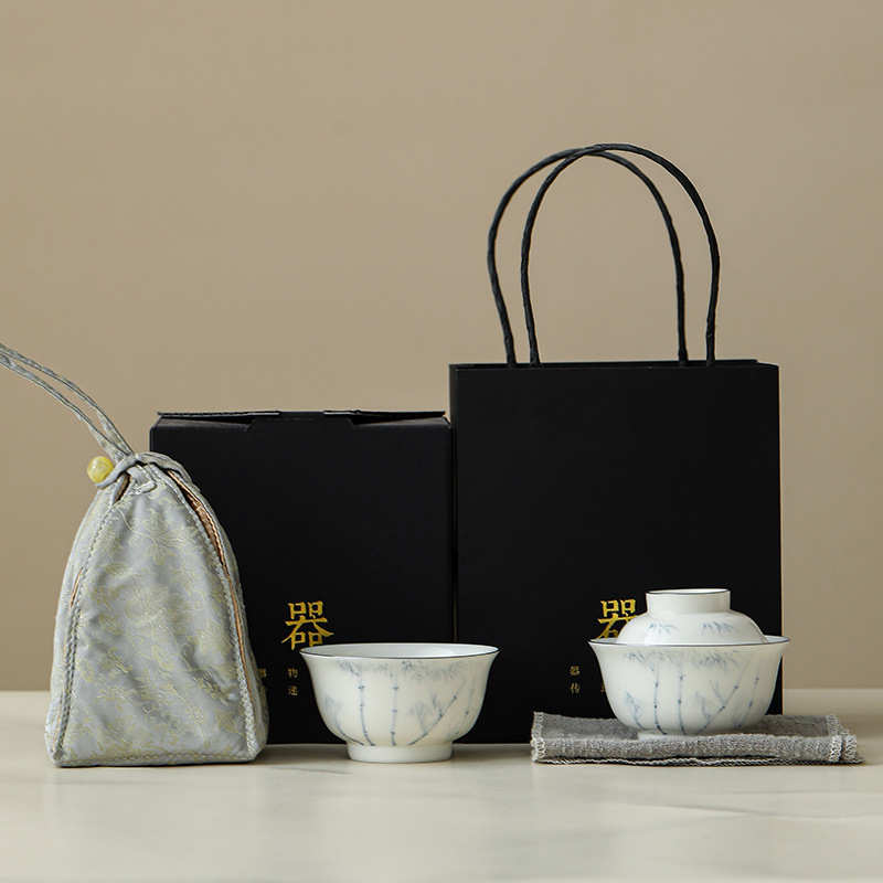 手绘一人饮快客杯单人专用一壶一杯便携式户外泡茶杯精致旅行茶具
