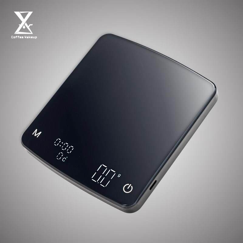 千烨咖啡 迷你款手冲咖啡称 电子秤2kg量程带温度计便携式厨房秤