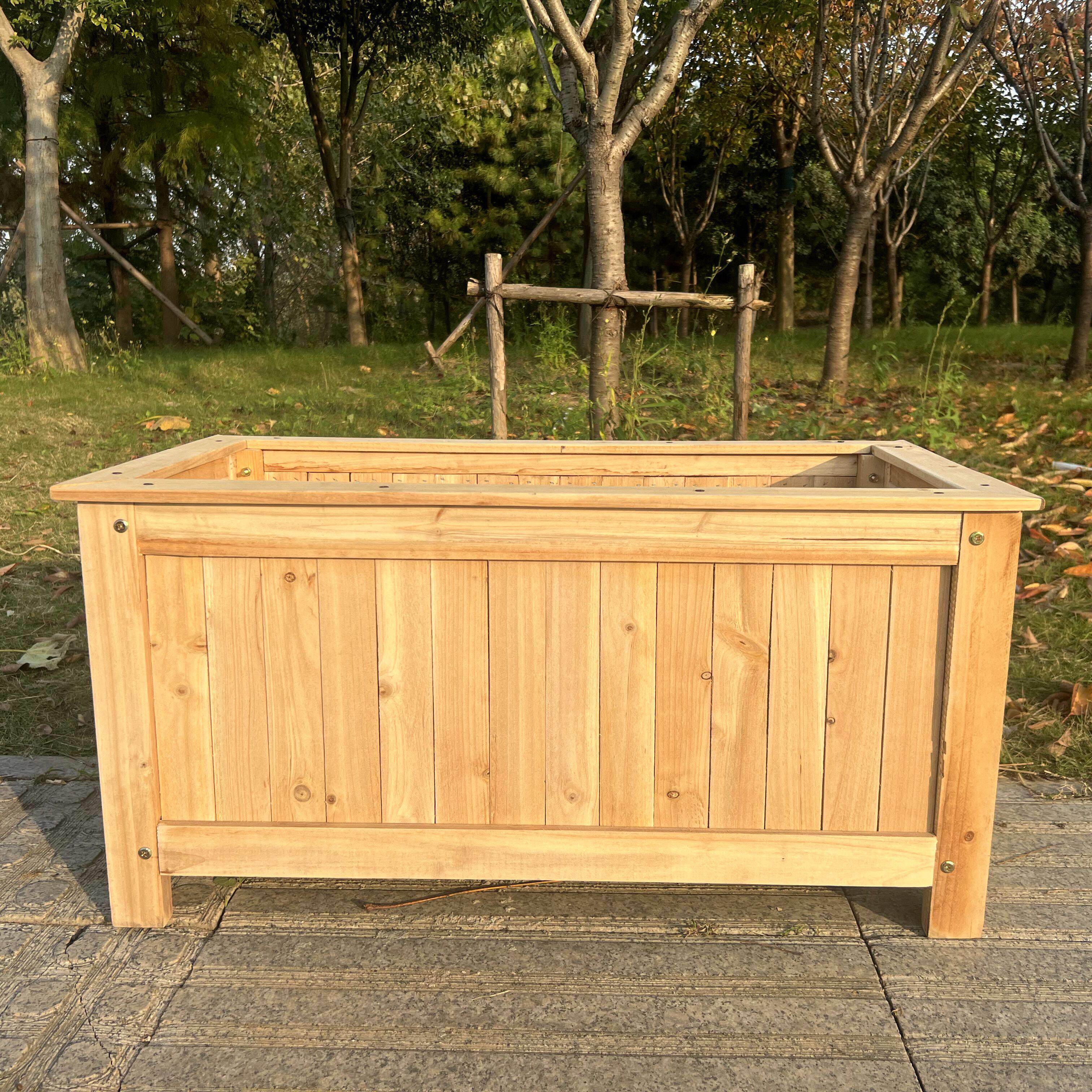 原木色花箱花卉种植箱围栏户外长方形室外庭院种植箱碳化花盆自喷