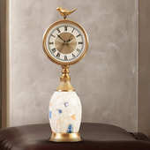 厂家直销创意桌时尚 台灯奢 座钟贝壳源头座钟时钟轻钟表床头柜美式