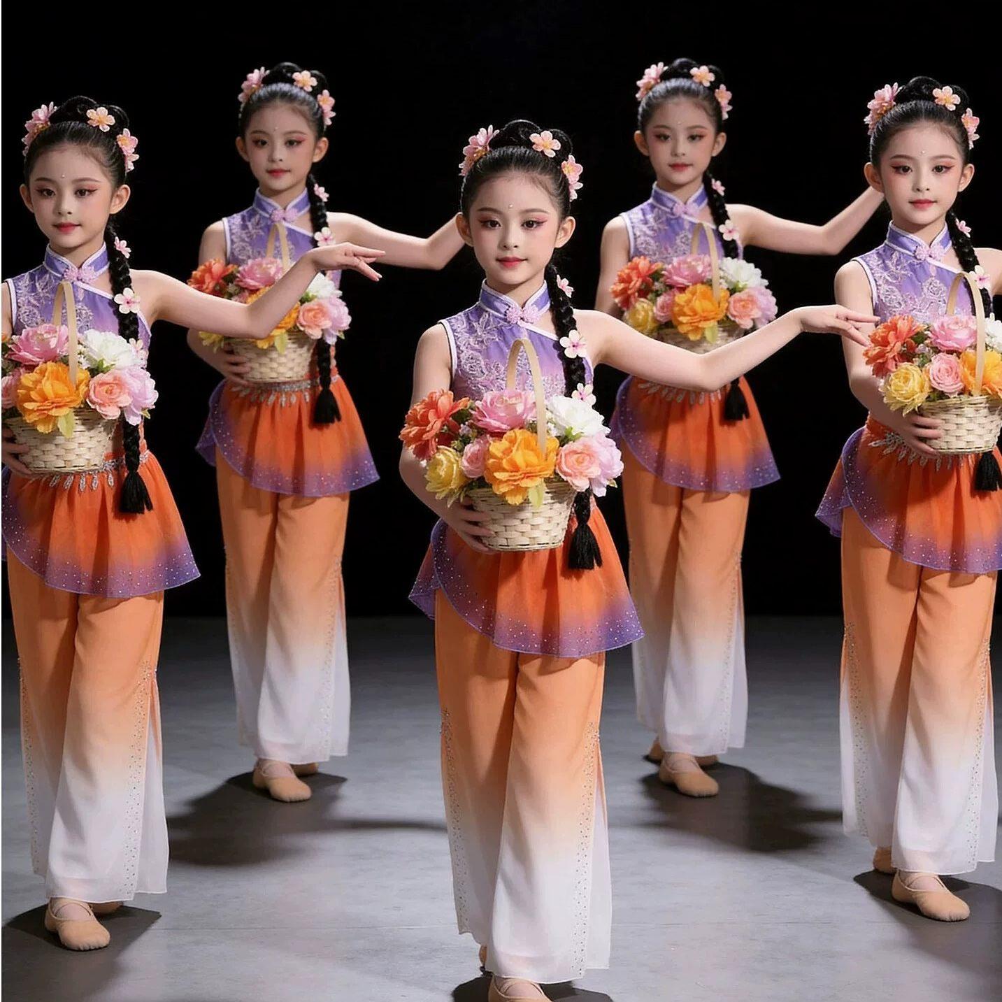 六一春风花信来儿童演出服装幼儿古典舞春嬉钱鼓簪花扶春入梦表演