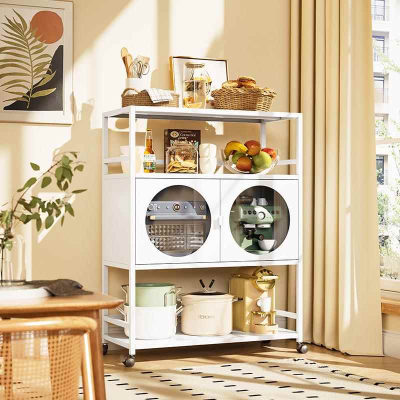 钢制储物柜带门餐边柜客厅卧室落地书柜酒柜家用厨房多层收纳架子