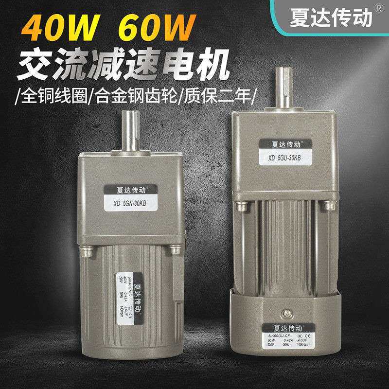 厂家直销40w 60W微型交流齿轮调速定减速220V/380V电机5IK60GN-CF