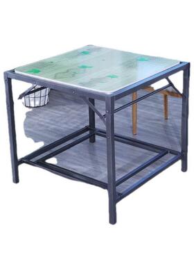 正四方形烤火子家用方桌折叠镀易锌钢烤火架简餐桌保暖桌OIN棋牌