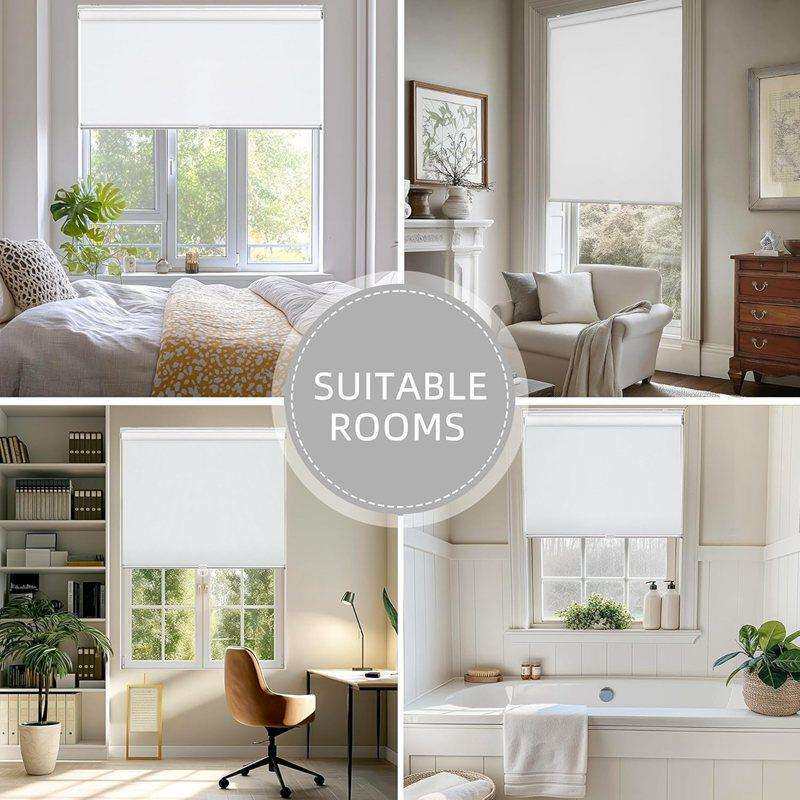 跨境供应 办公室窗帘 全遮光隔热 无拉绳卷帘成品窗帘130CM高白色