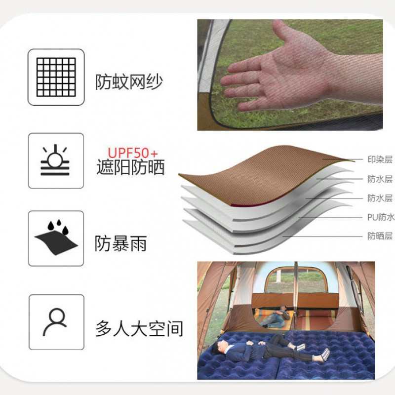 llH二室一厅帐篷户外家庭客厅豪华野营防雨加厚野外露营遮阳棚一