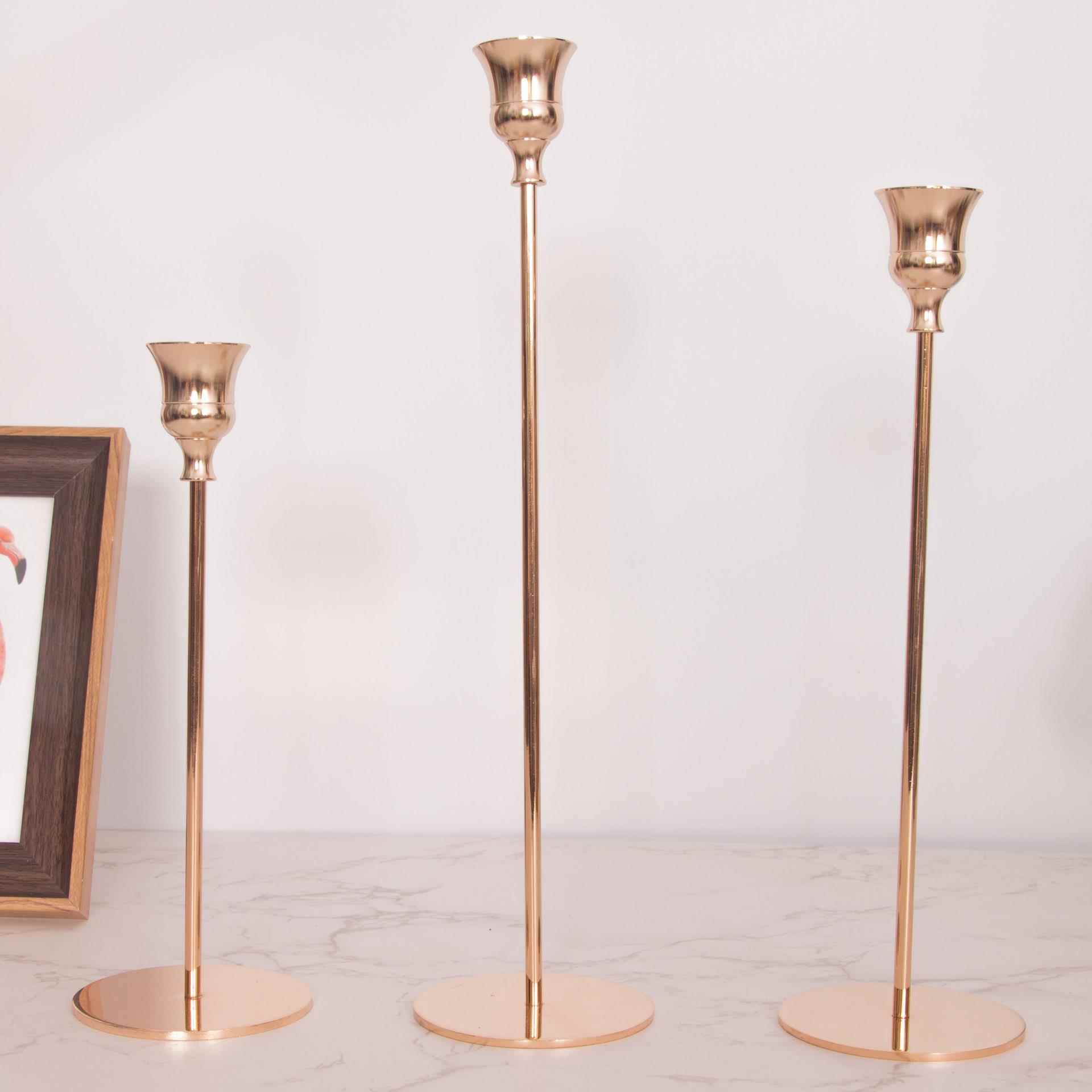 供北欧i电镀烛台 餐厅桌摆件烛光晚餐浪漫婚礼装饰