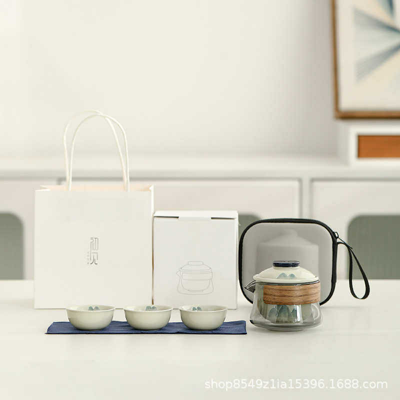 快收纳包玻璃杯便携山水泡茶户外壶套装客一人茶具手绘旅行茶具,餐饮具,旅行茶具,淘宝优惠券,粉丝福利购,淘宝优惠卷