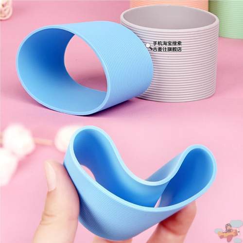 新款硅胶隔热杯套玻i璃杯防滑防烫水杯圈保护套直筒茶杯套加厚耐