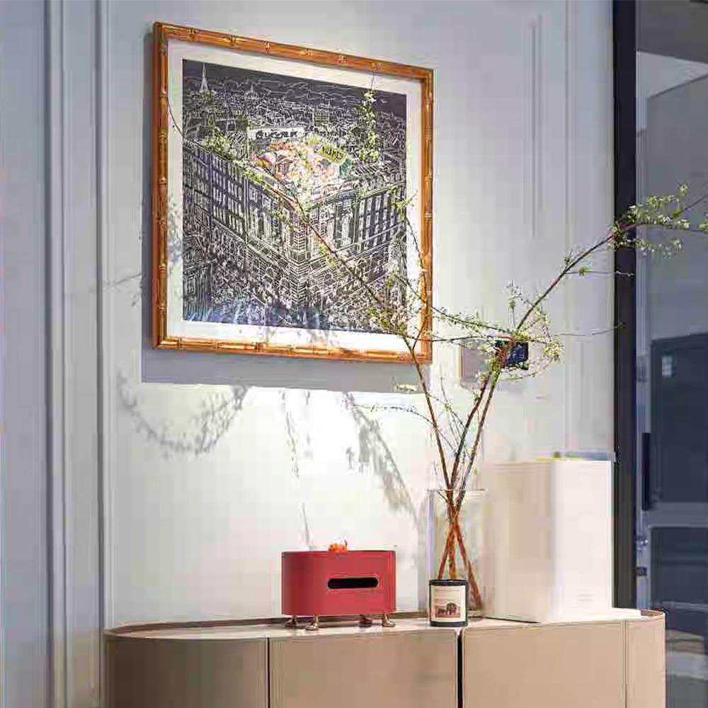 现代简约轻奢玄关装饰画方形客厅餐厅餐柜挂画黑白线稿屋顶花园画