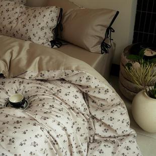 南通60S高S高密度A类长绒棉四件套绑带印花小碎花被罩床品纯棉