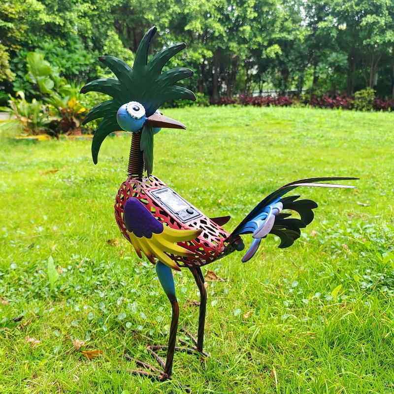 W-G19208小雕塑彩风绘落地园装品跨境亚马逊饰铁艺皮动物太阳能怪