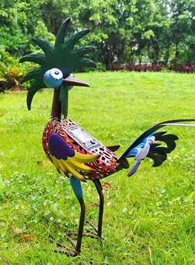 W-G19208小雕塑彩风绘落地园装品跨境亚马逊饰铁艺皮动物太阳能怪