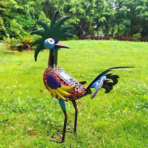 W-G19208小雕塑彩风绘落地园装品跨境亚马逊饰铁艺皮动物太阳能怪