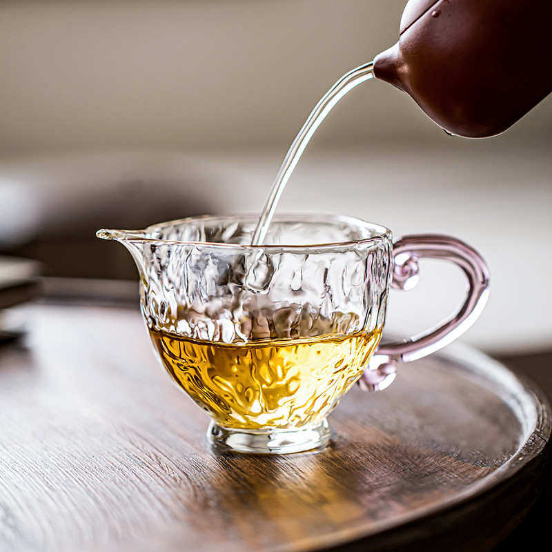 锤纹公道杯透明高硼硅玻璃分茶器简约茶海女迷你小容量匀茶杯