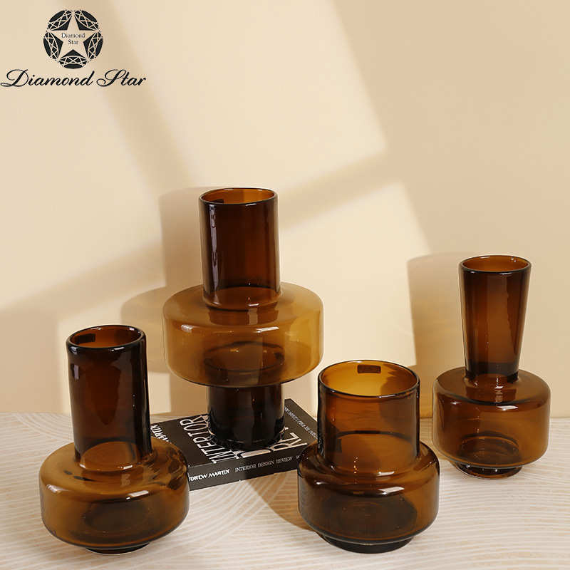 钻石星圆筠玻璃花瓶水培鲜花植物插花器家居桌面软装饰品摆件花瓶