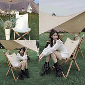 户外实木榉木折叠蝴蝶椅野营烧烤便携钓鱼休闲椅帆布靠背沙滩椅子