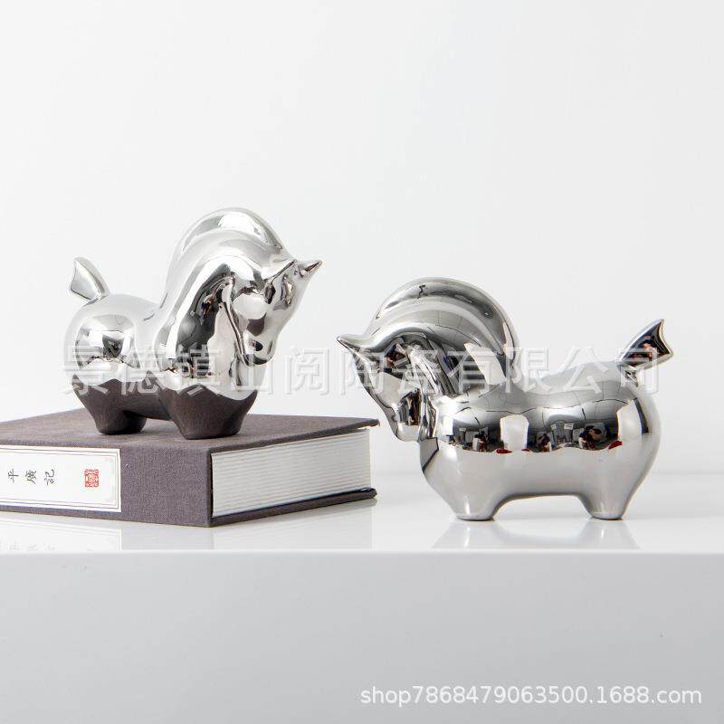 马摆件陶瓷工艺品 酒柜玄关房间客厅创意办公室马摆设中式装饰品