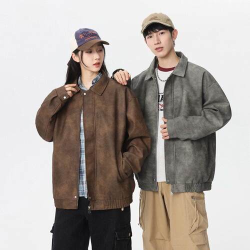 BIGWIG autumn American retro lapel suede jacket men's